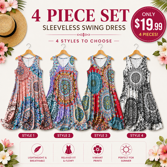 Women's Plus Size Boho Floral Print Tank Dress – Casual Sleeveless Loose Summer Vacation Dress