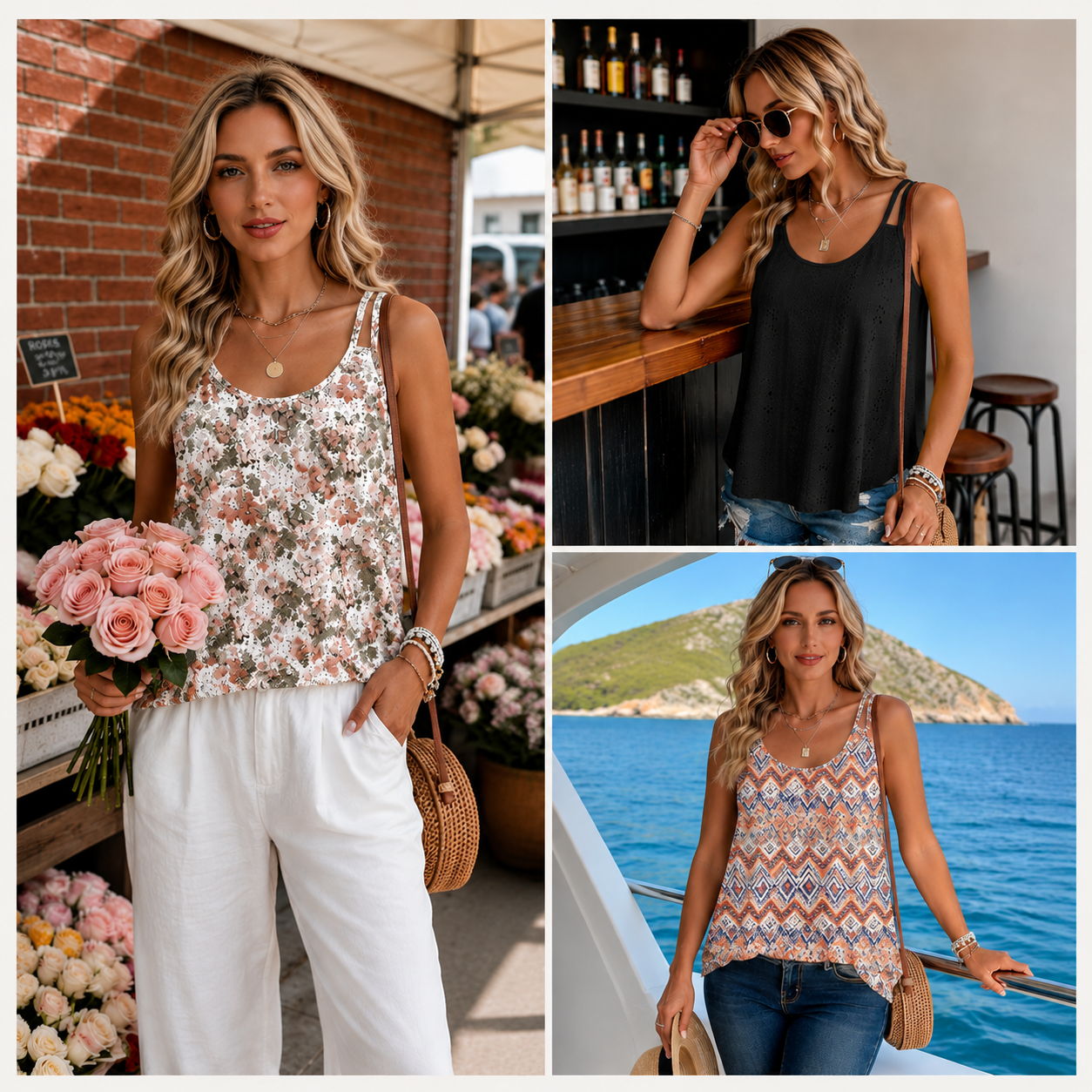 Women's Lightweight Spaghetti Strap Tank Top | Loose Fit Scoop Neck Summer Beach Cami